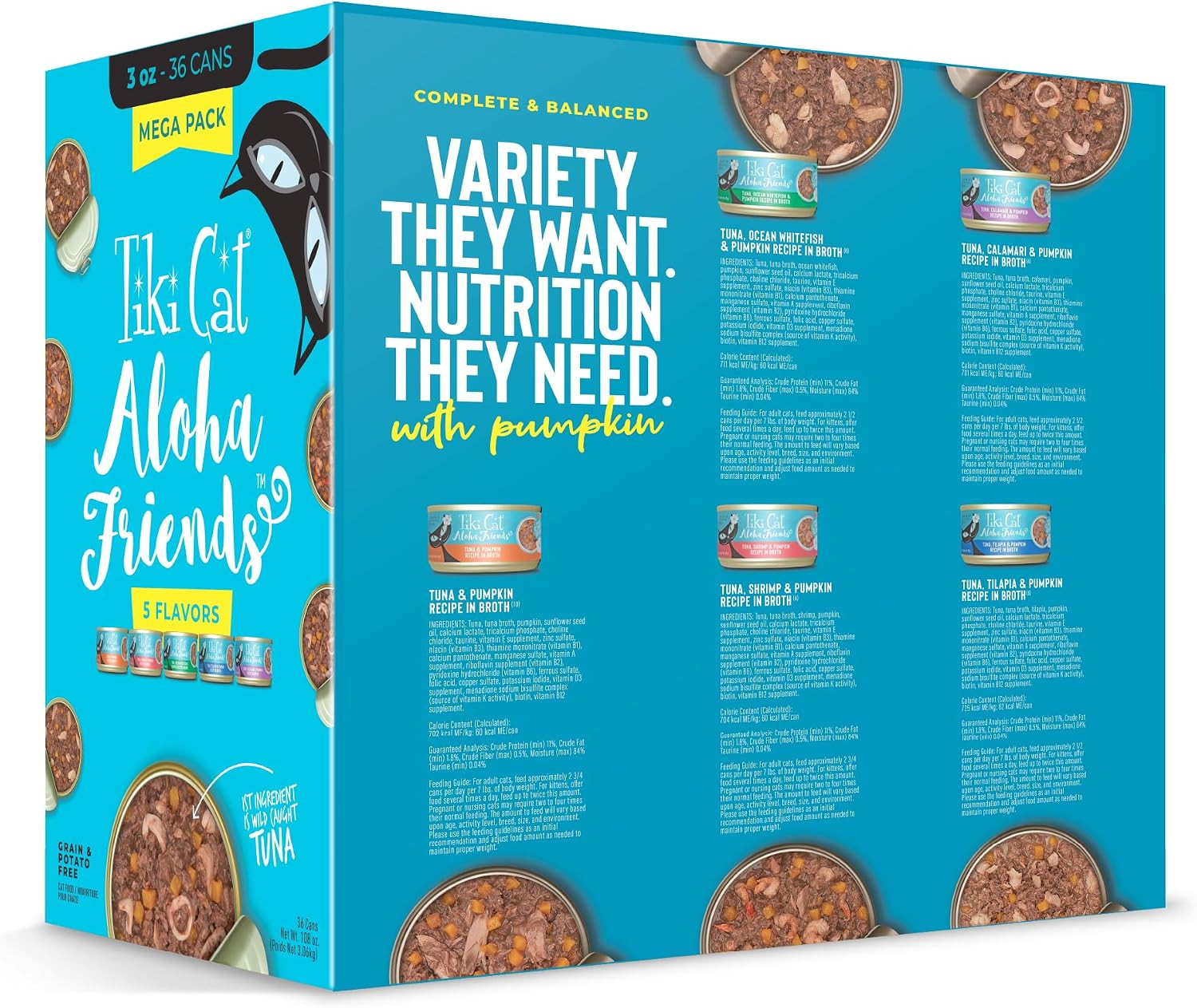 Tiki Cat Aloha Friends Mega Pack, Tuna Favorites, 3 Oz. Can (36 Count)