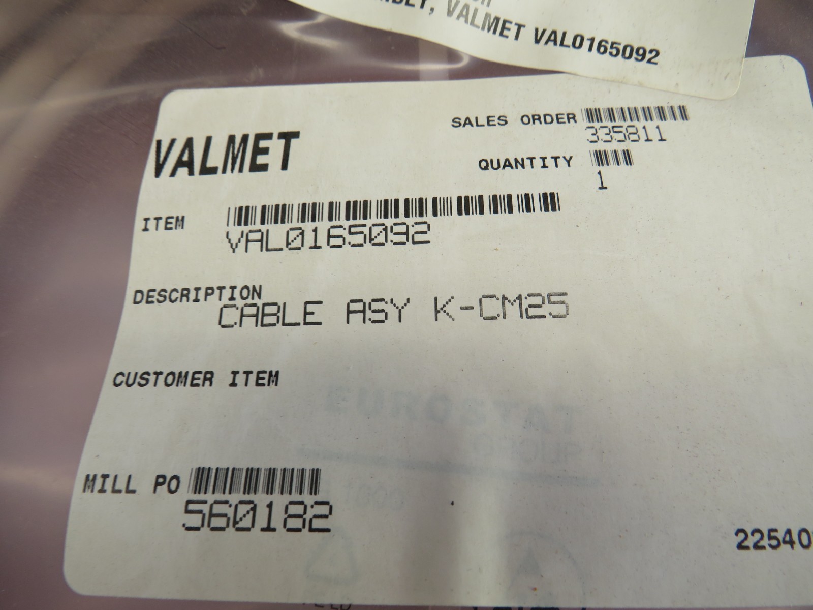 Dametric AB K-CM25 Cable Assy. VAL0165092
