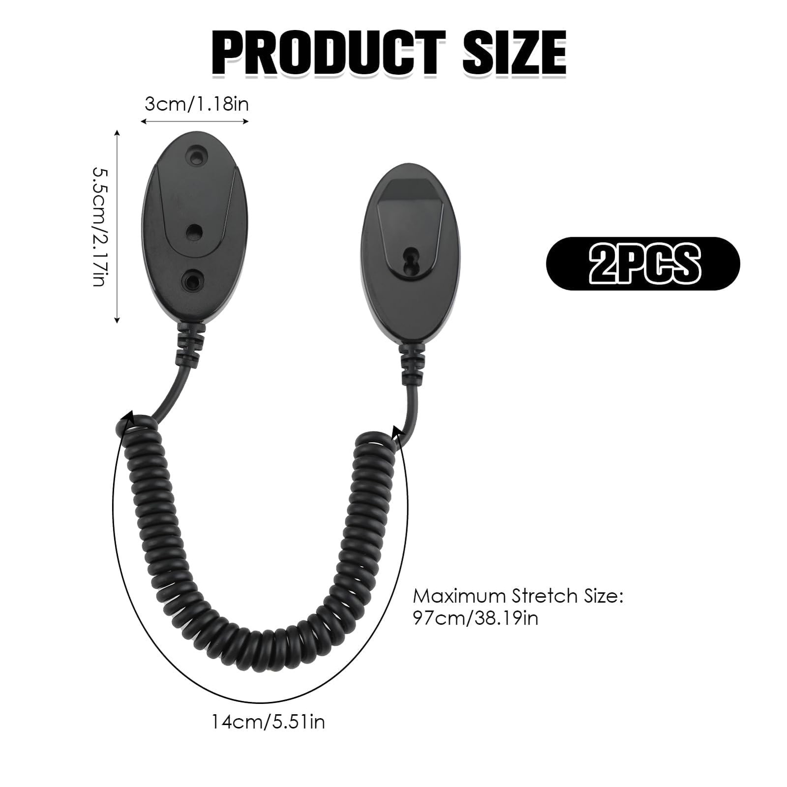 Magnetic Remote Leash Control Holder with Security Cable, S, 2Pcs Black