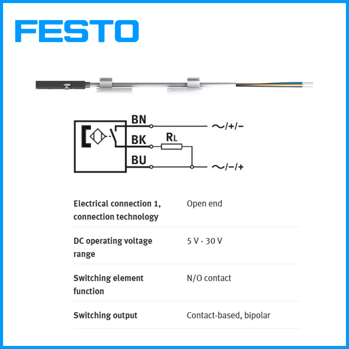 NEW FESTO Proximity Sensor (543862) Magnetic Reed 2.5m SME-8M-DS-24V-K-2,5-OE