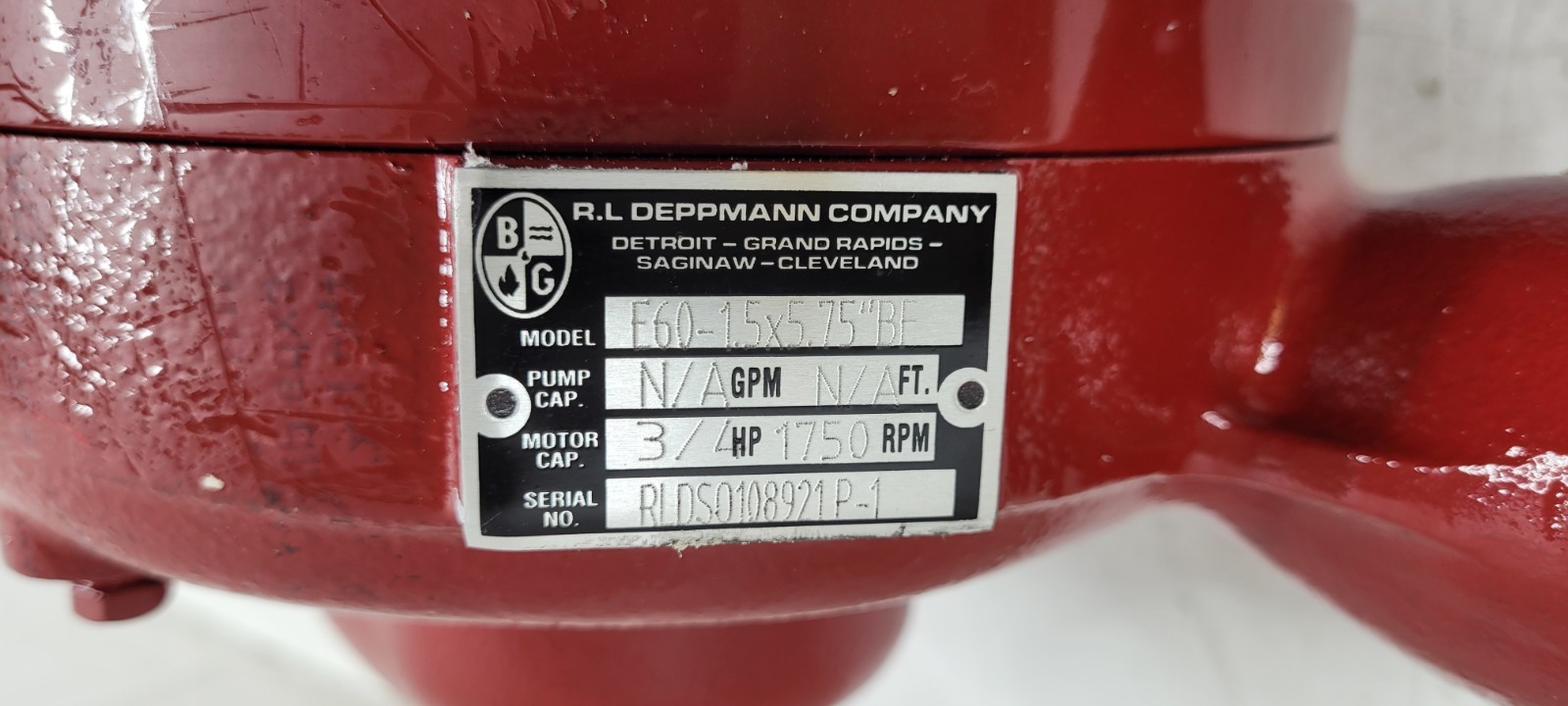 BELL & GOSSETT E60-1.5X5.75 IN-LINE MOUNTED CENTRIFUGAL PUMP 3/4HP 48T17D173B