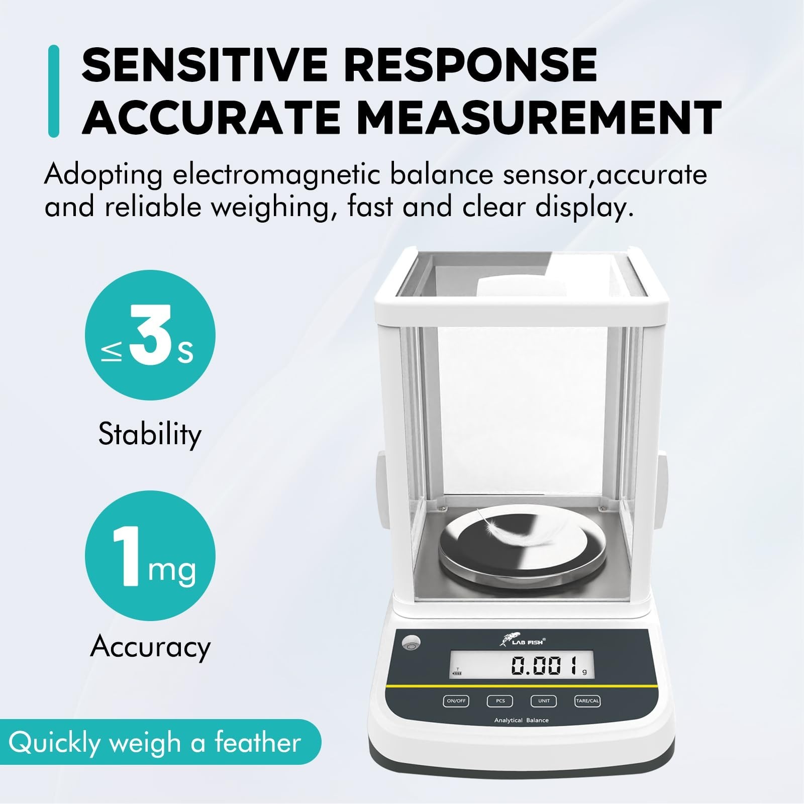 LAB FISH Dual Display Analytical Balance 500g x 1mg Scale High Precision 0.00…