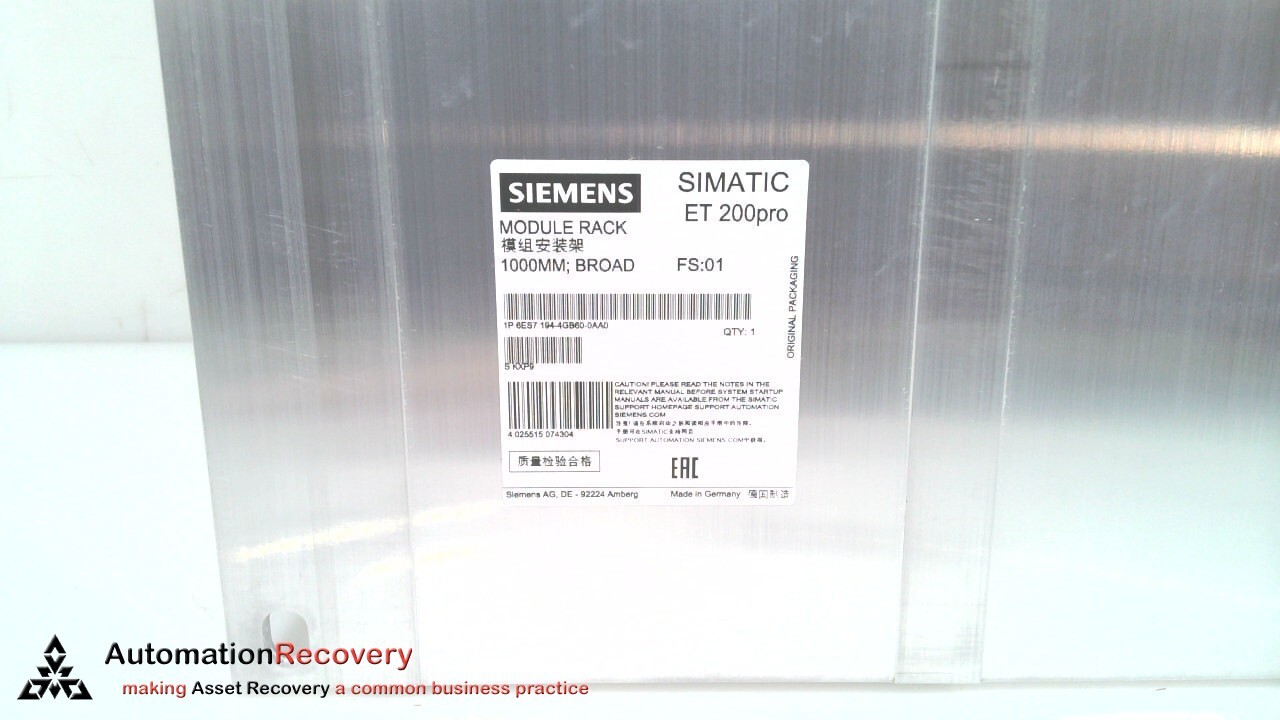 SIEMENS 6ES7194-4GB60-0AA0, SIMATIC BROAD VERSION MODULE RACK, 1000 MM, #272004