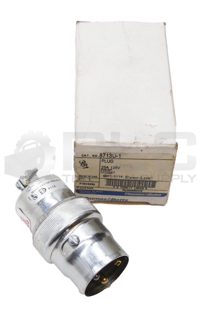 NEW THOMAS & BETTS 8713U-1 EVER-LOK PLUG 20A 125V