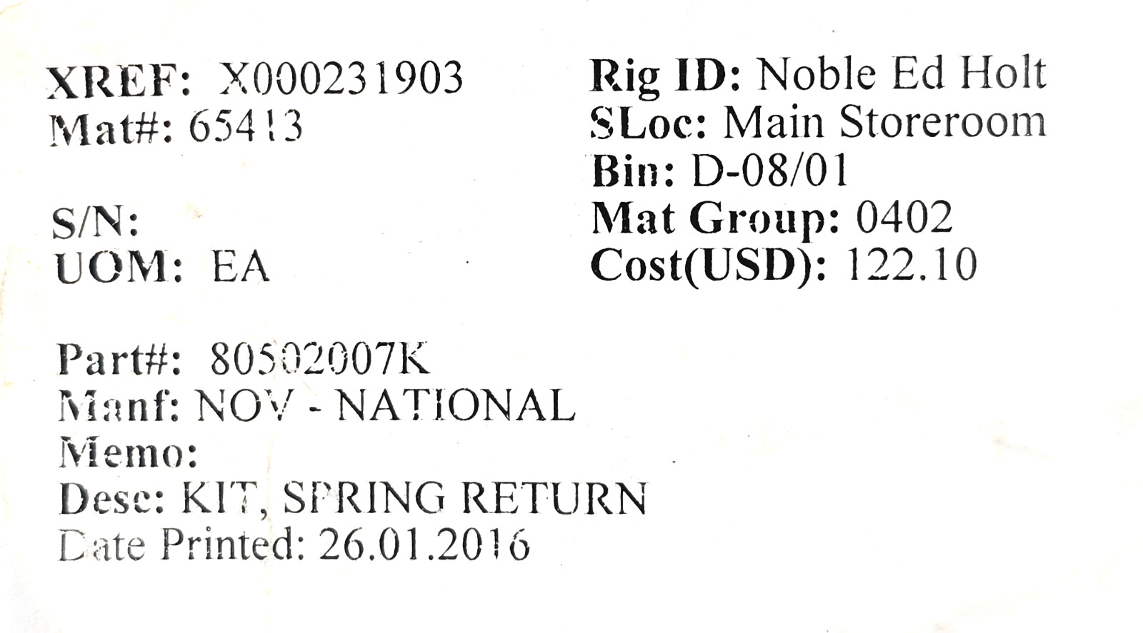 80502007K RETURN SPRING NOV LOT OF 48