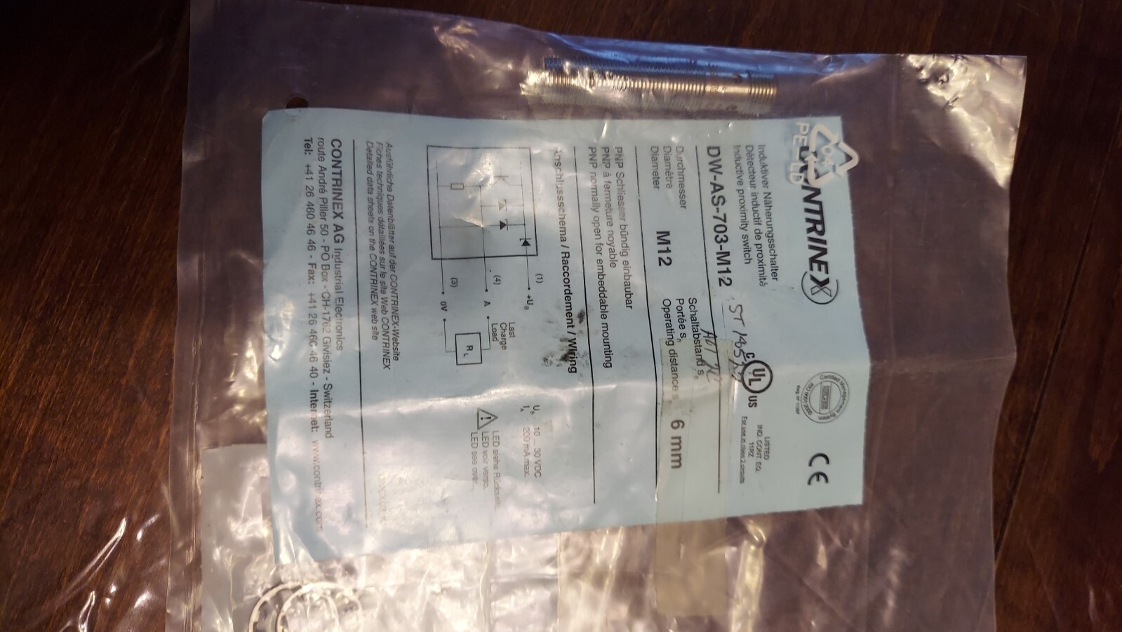 New Contrinex DW-AS-703-M12 Inductive Proximity Switch