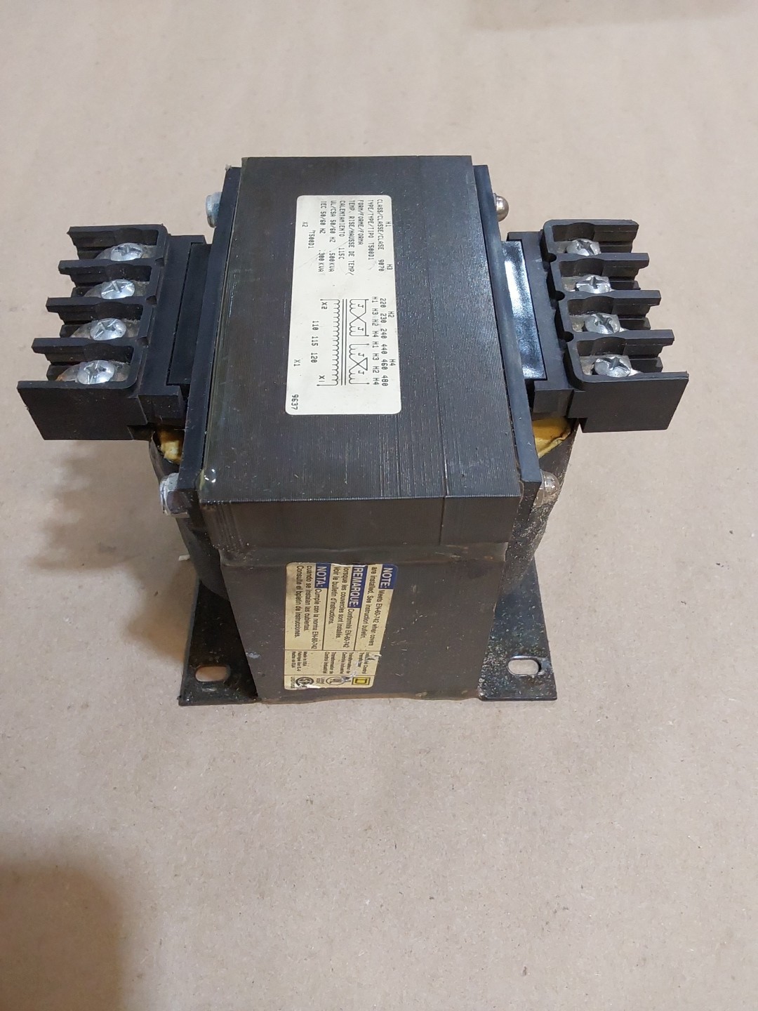 USED SQUARE D T500D1 0.500KVA INDUSTRIAL CONTROL TRANSFORMER