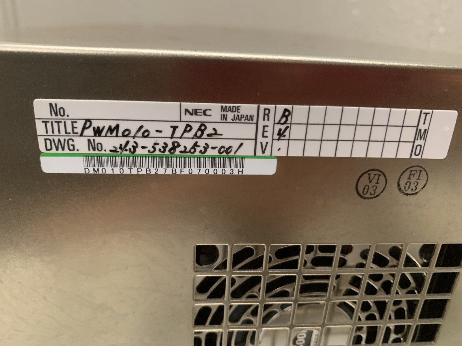 TEL TOKYO ELECTRON POWER SUPPLY PWM010-TPB2