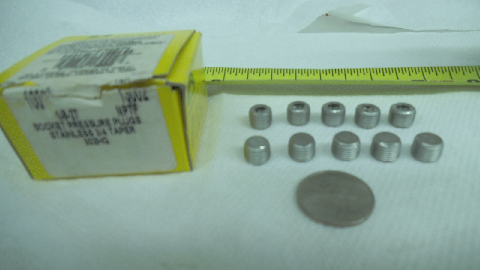 Lot of 10 pcs Holo Krome Stainless pipe plugs, 1/8-27, 5/16″ long, 13002