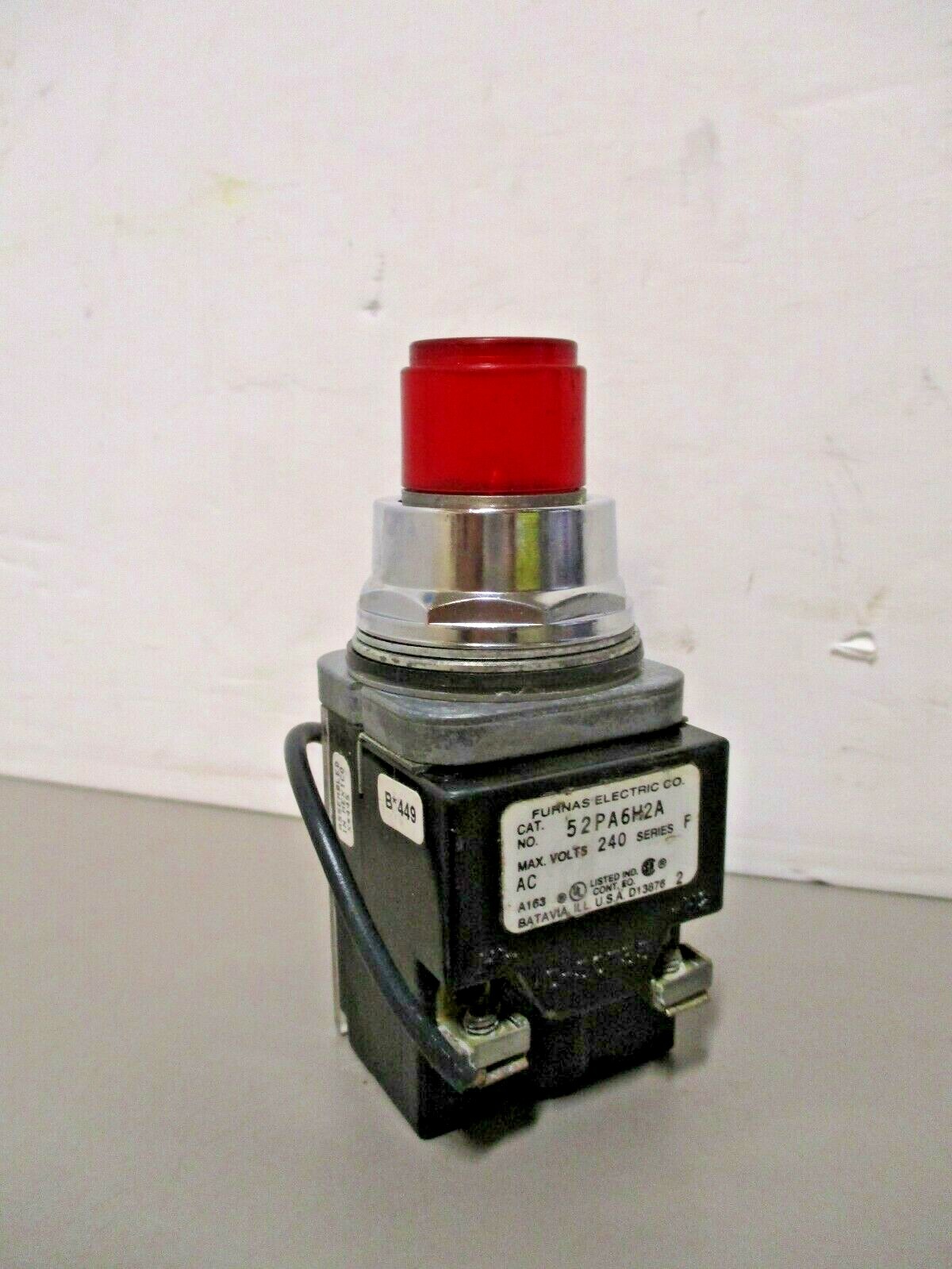 Furnas Electric 52PA6H2A Push to Test Pilot Momentary Red 240V Series-F