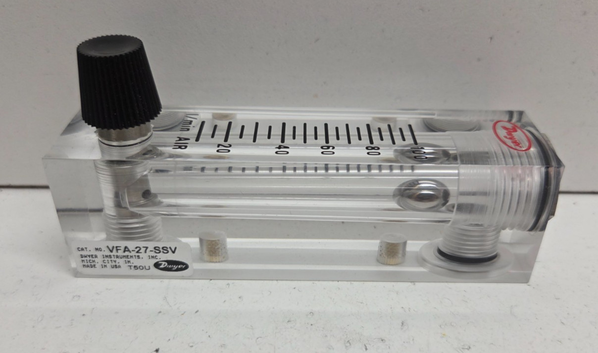 NEW NO BOX! DWYER 10-100L/MIN AIR FLOW METER VFA-27-SSV