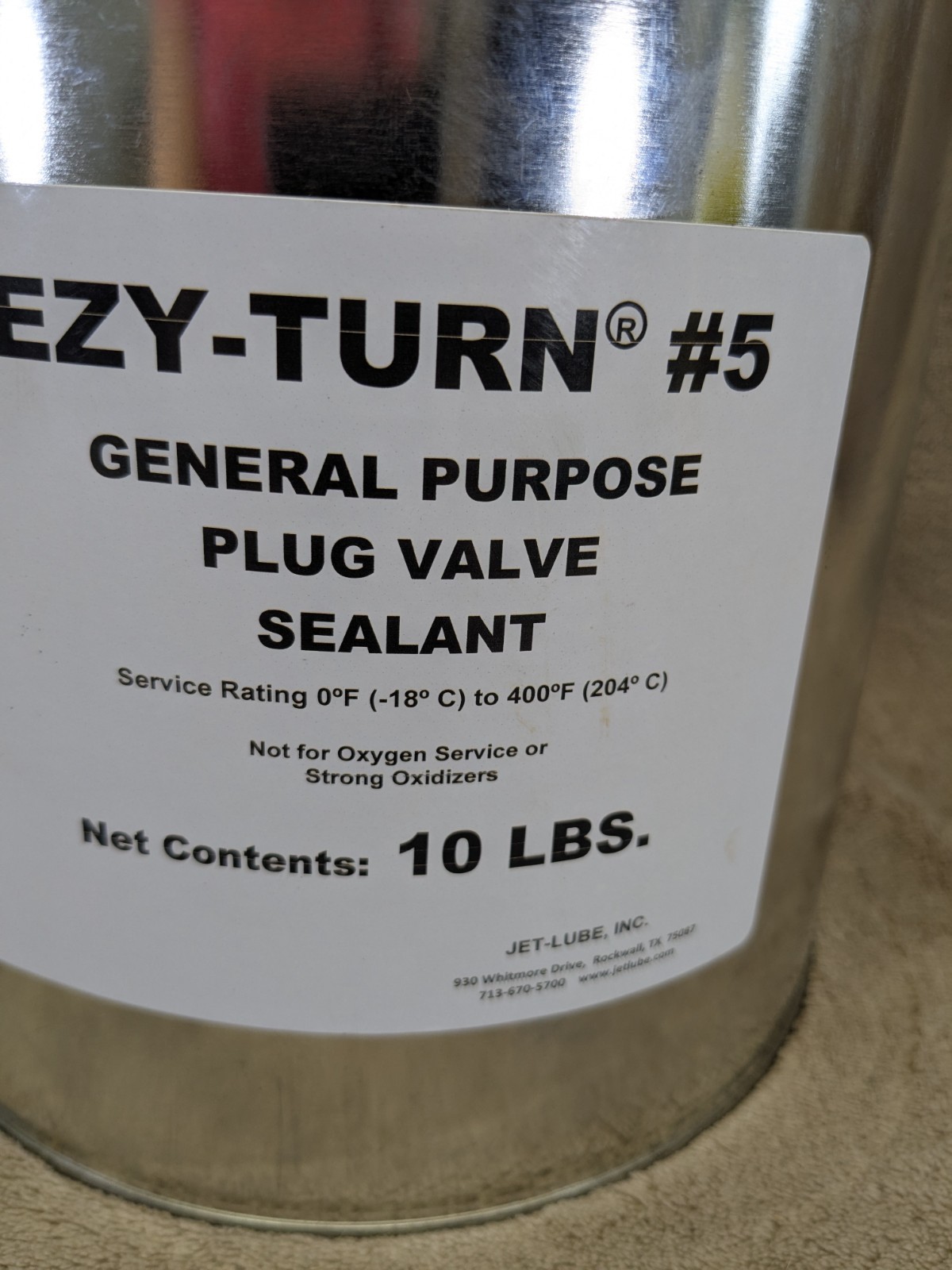Jet-Lube 93522 EZY-TURN #5 Plug Valve Sealant 10 LB Pail DENTED CAN