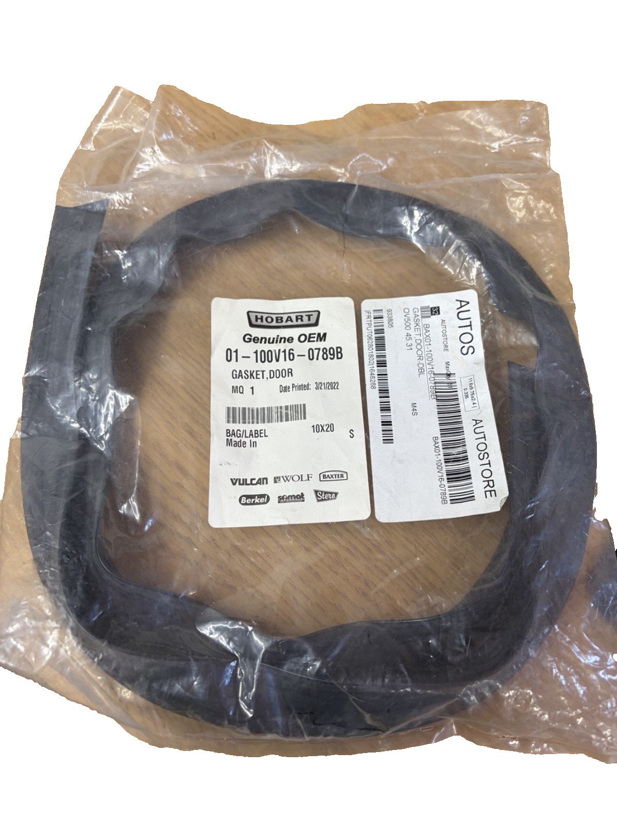 Hobart 01-100V16-0789B OEM Door Gasket DBL OV500 45.31in Oven Seal Black