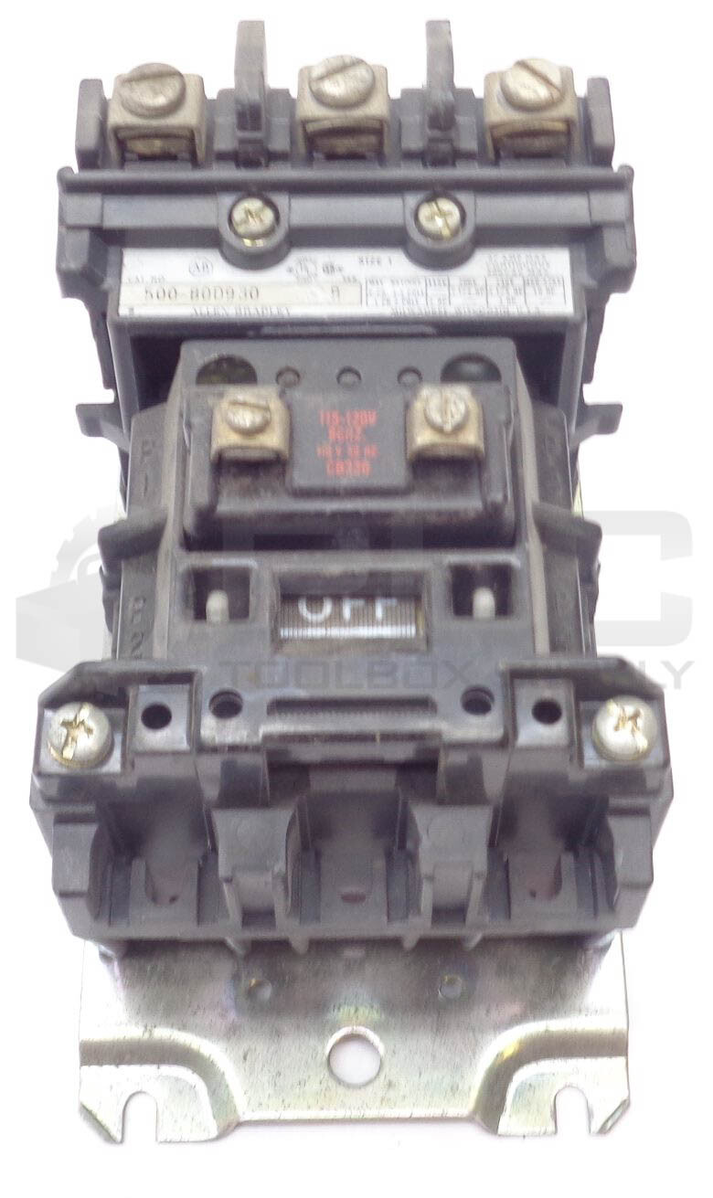 ALLEN BRADLEY 509-BOD930 STARTER, SIZE 1, SER. B, 509-B0D930, W/ CB236 COIL
