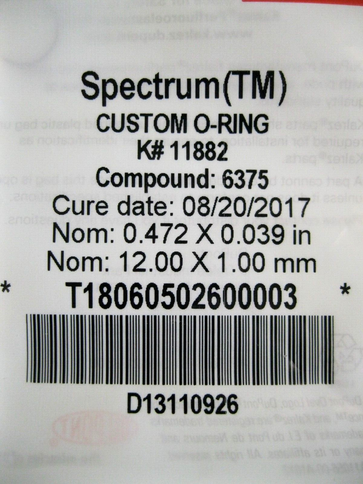 NEW Sealed DuPont Kalrez Spectrum K#11882 Compound 6375 O-Ring L14
