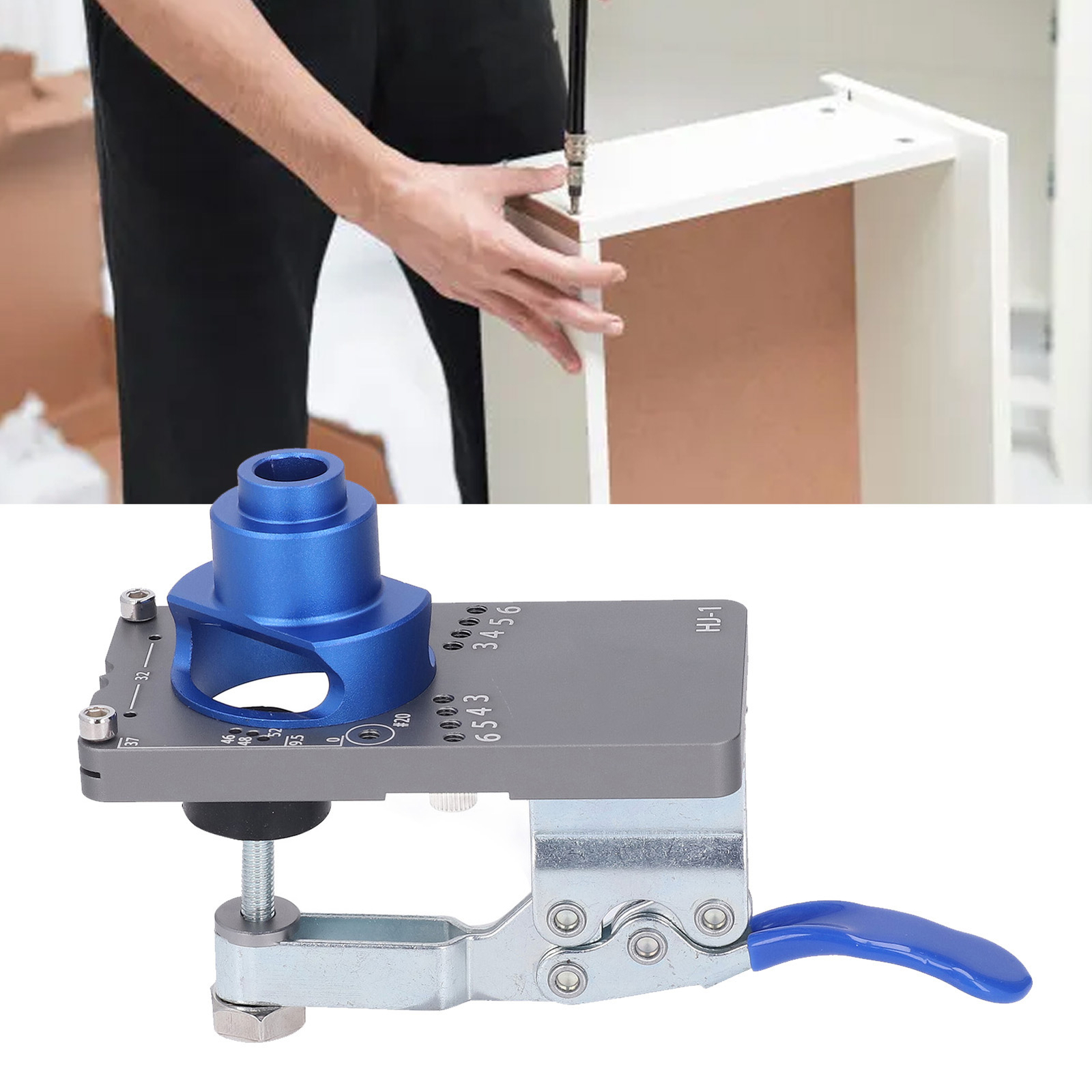 Multifunctional Aluminum Alloy Hinge Hole Drilling Jig for Woodworking
