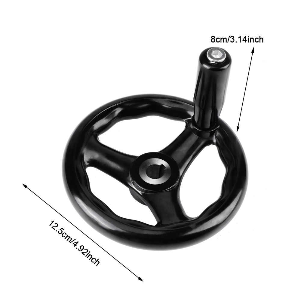 1PC 12*125mm Black Round 3 Spoke Hand Wheel For Lathe Milling Machine