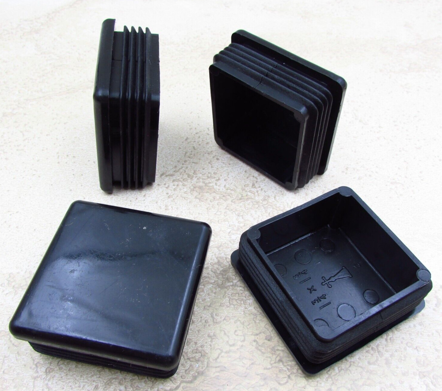 QTY 4 Black 1-3/4″ Inch, 14-20 Gauge Square Tube End Cap Plastic Insert Plugs