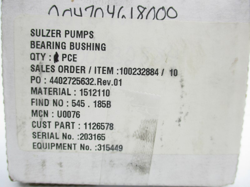 SULZER PUMPS 4402725632 REV. 01 NSMP