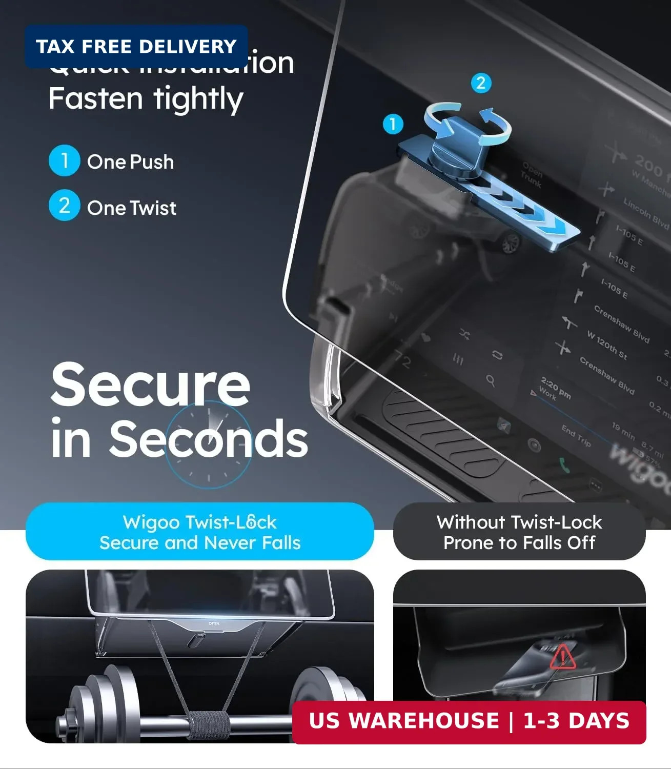 Wigoo Under Screen Organizer for Model Y 2019~2026, Including Model Y Juniper 20