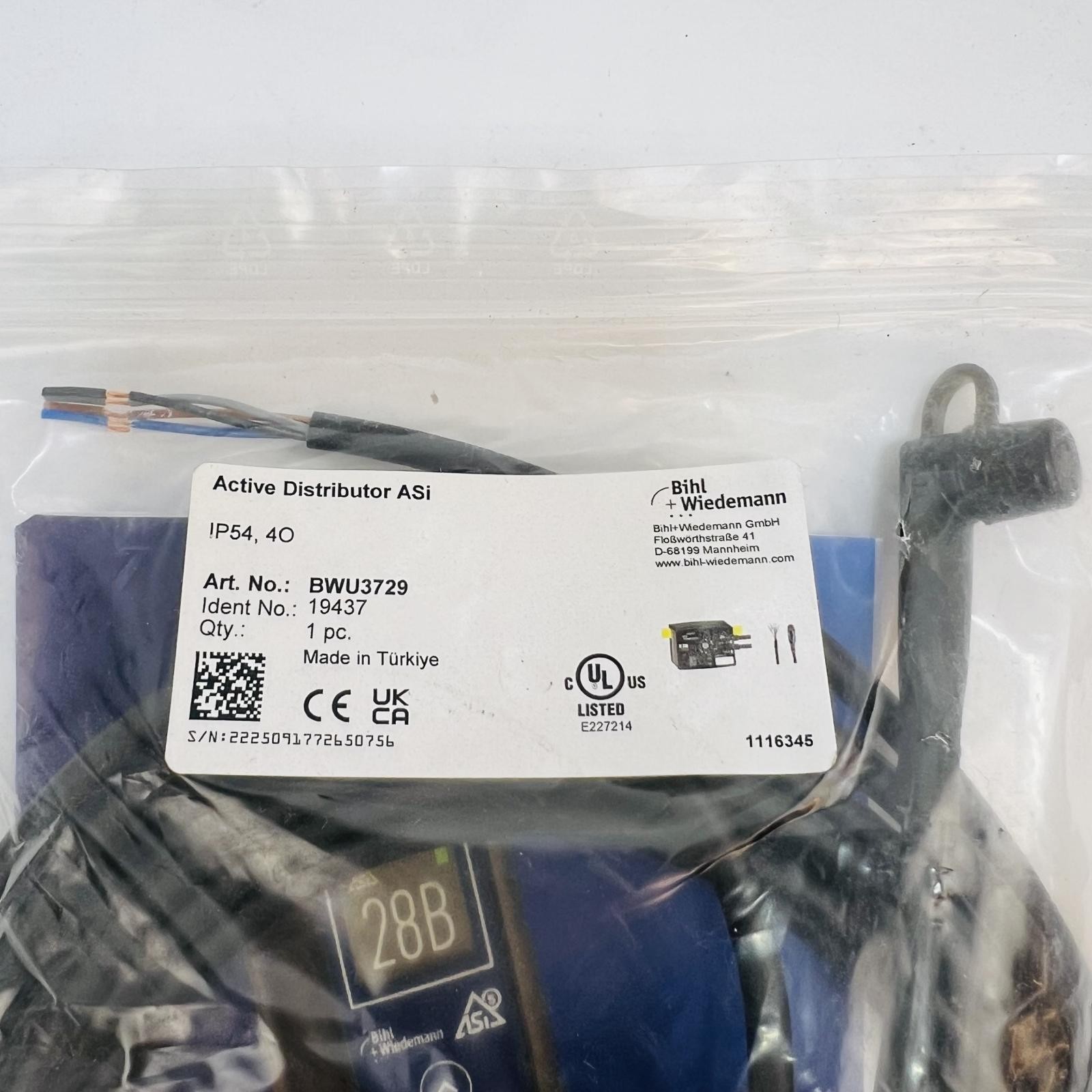 Bihl+Wiedemann BWU3729 ASi Active Distributor IP54 4O Made in Turkey UL CE