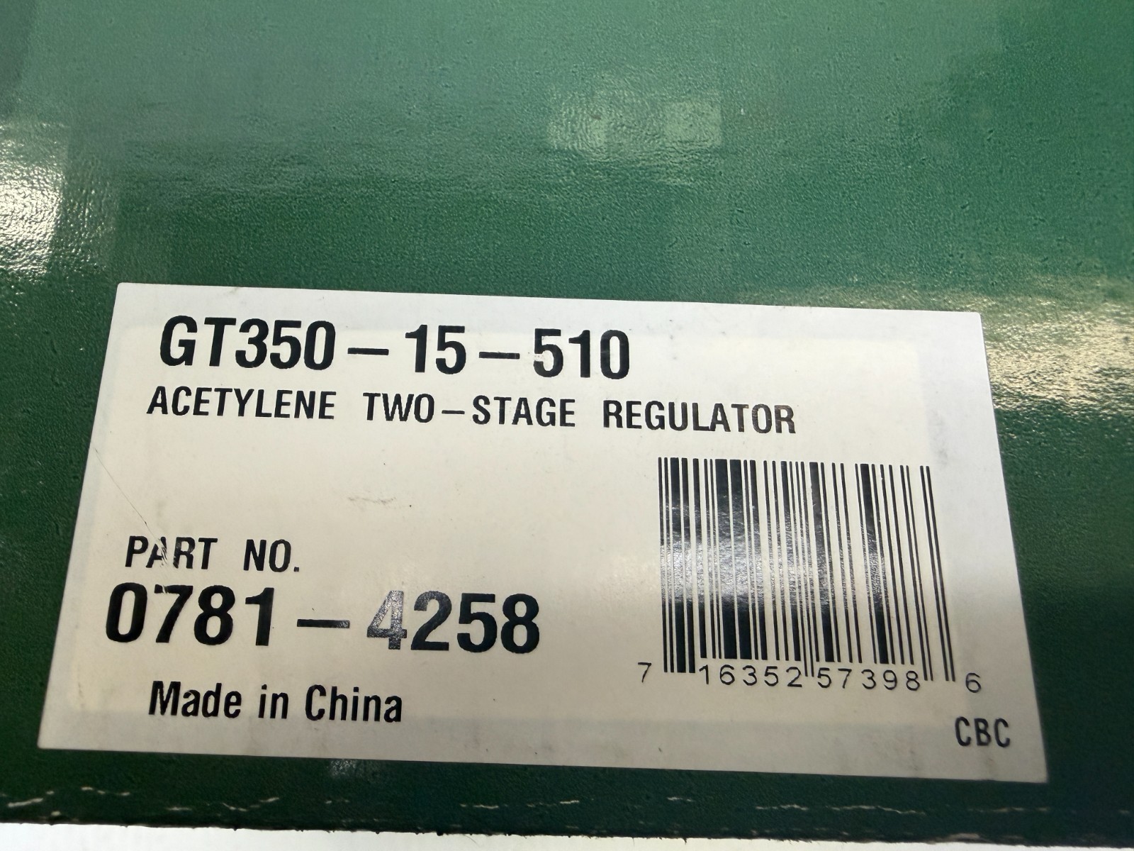 VICTOR #GT350-15-510 / #0781-4258 Acetylene Two-Stage Regulator
