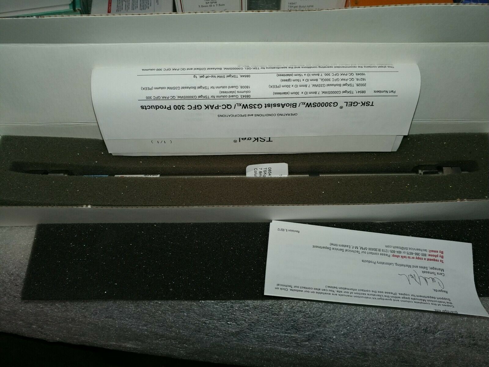 TOSOH BIOSCIENCE 08541 TSKGEL G3000SW XL 7.8MM ID X 30CM 5UM W02931-15T shly