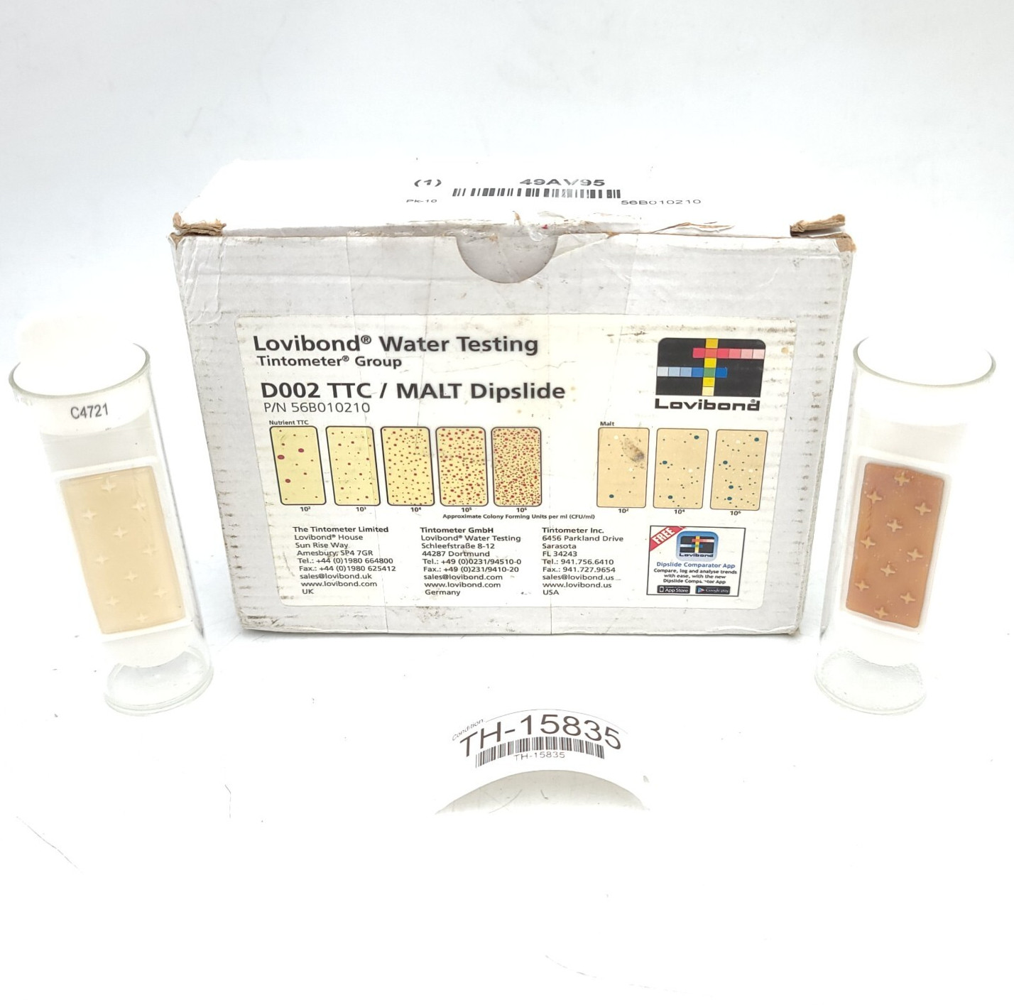 Lovibond 56B010210 49AV95 Dipslide D002 TTC / MALT Microbiological Water Testing