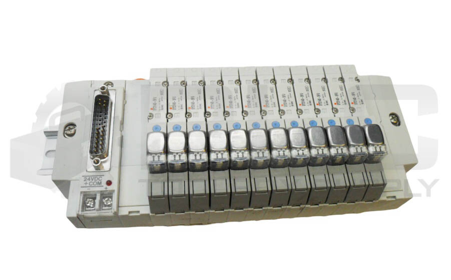 NEW SMC SS5Y3-45FU-12B-N3 MANIFOLD BASE W/ (12) SY3140-5FU SOLENOID VALVE