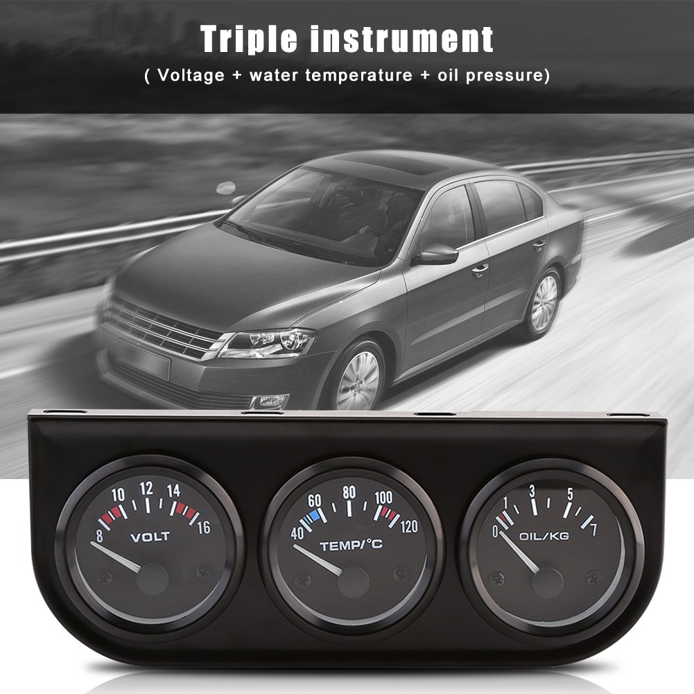 RASTKY 3 In 1 Car Gauge Voltmeter Water Temp Gauge Oil Pressure Meter W Sen NTIW