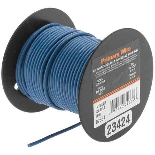 EastPenn 23424 16 AWG, 100′ OAL, Hook Up Wire Blue Vinyl Jacket