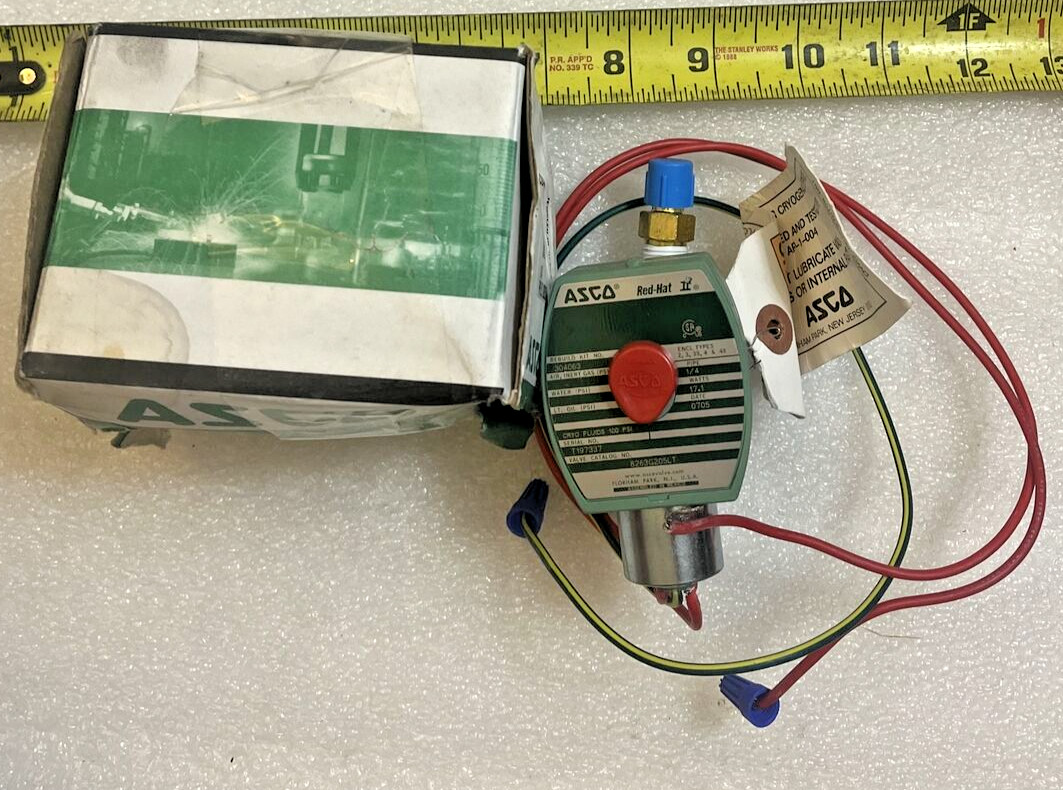 Asco 8263G205LT Solenoid Valve 100 Psi Cryo, 1/4″ NPT, 240v AC Coil 17.1W
