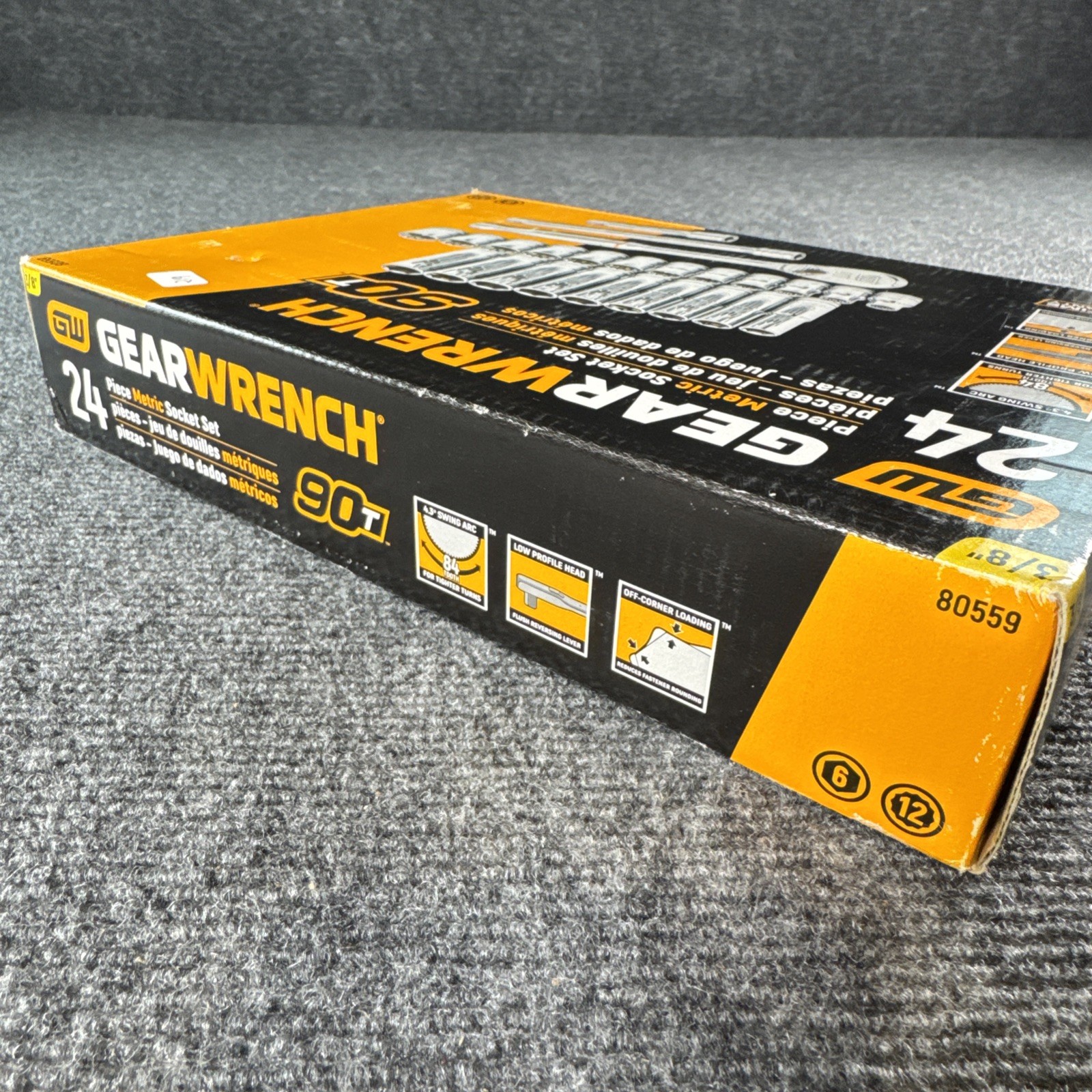 Gearwrench 24-Piece NEW 3/8 Inch Standard Deep Metric Socket Set 90t