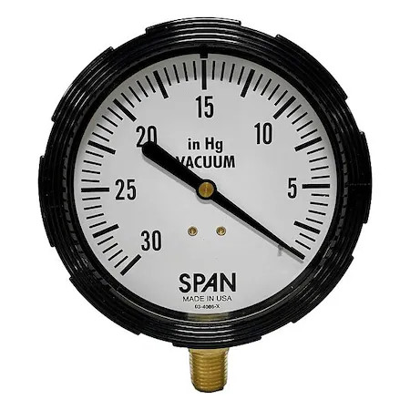 Span Lfs310-30″Hg-G-Qc-Cert Industrial Pressure Gauge, 1/4 In Npt, Bottom
