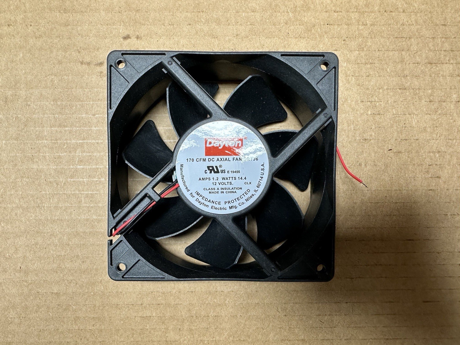 DAYTON 2RTJ6 AXIAL COOLING FANS NEW 12V 170 CFM QTY OF 2