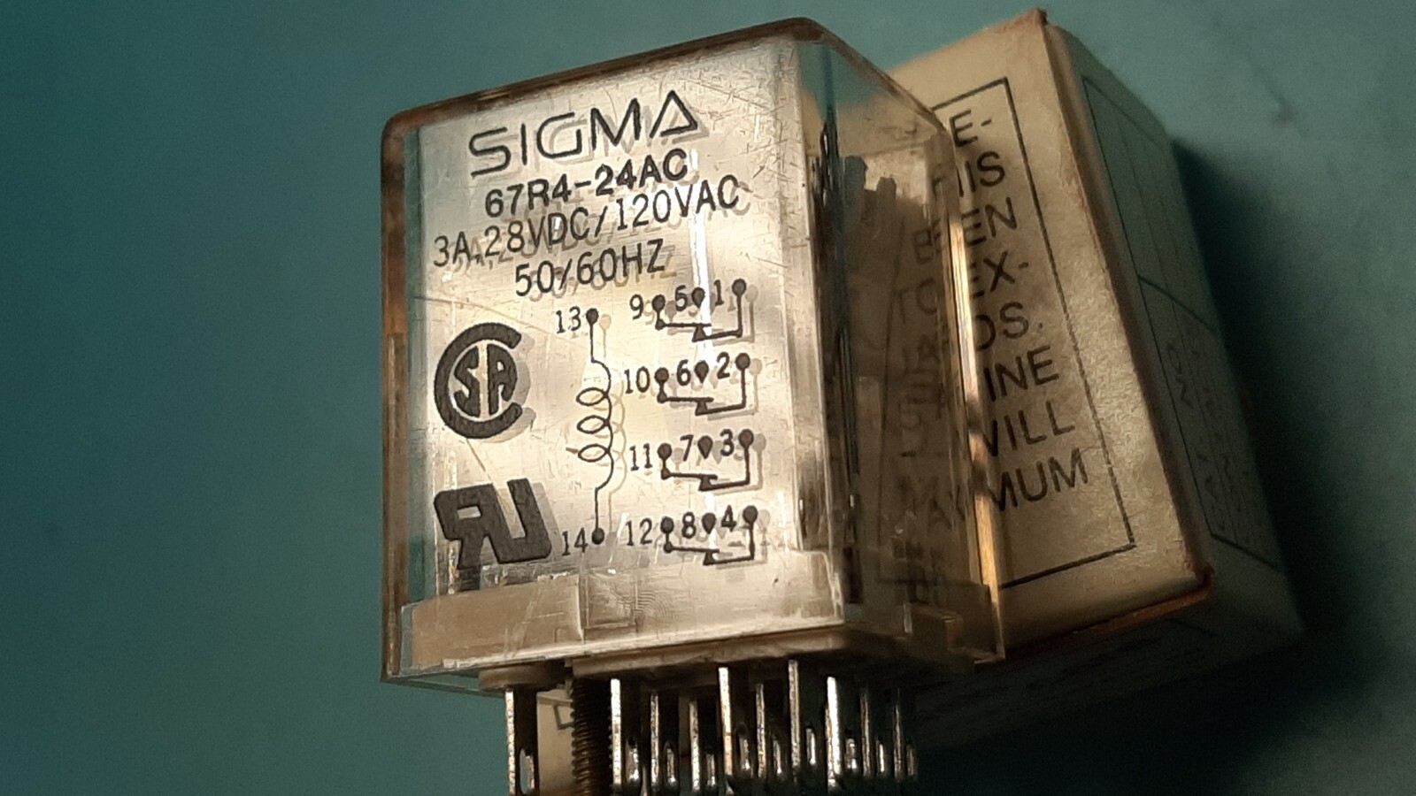 Sigma 67R4-24AC Relay 67R424AC ( GOLD CONTACTS SEEN IN THIS RELAY )