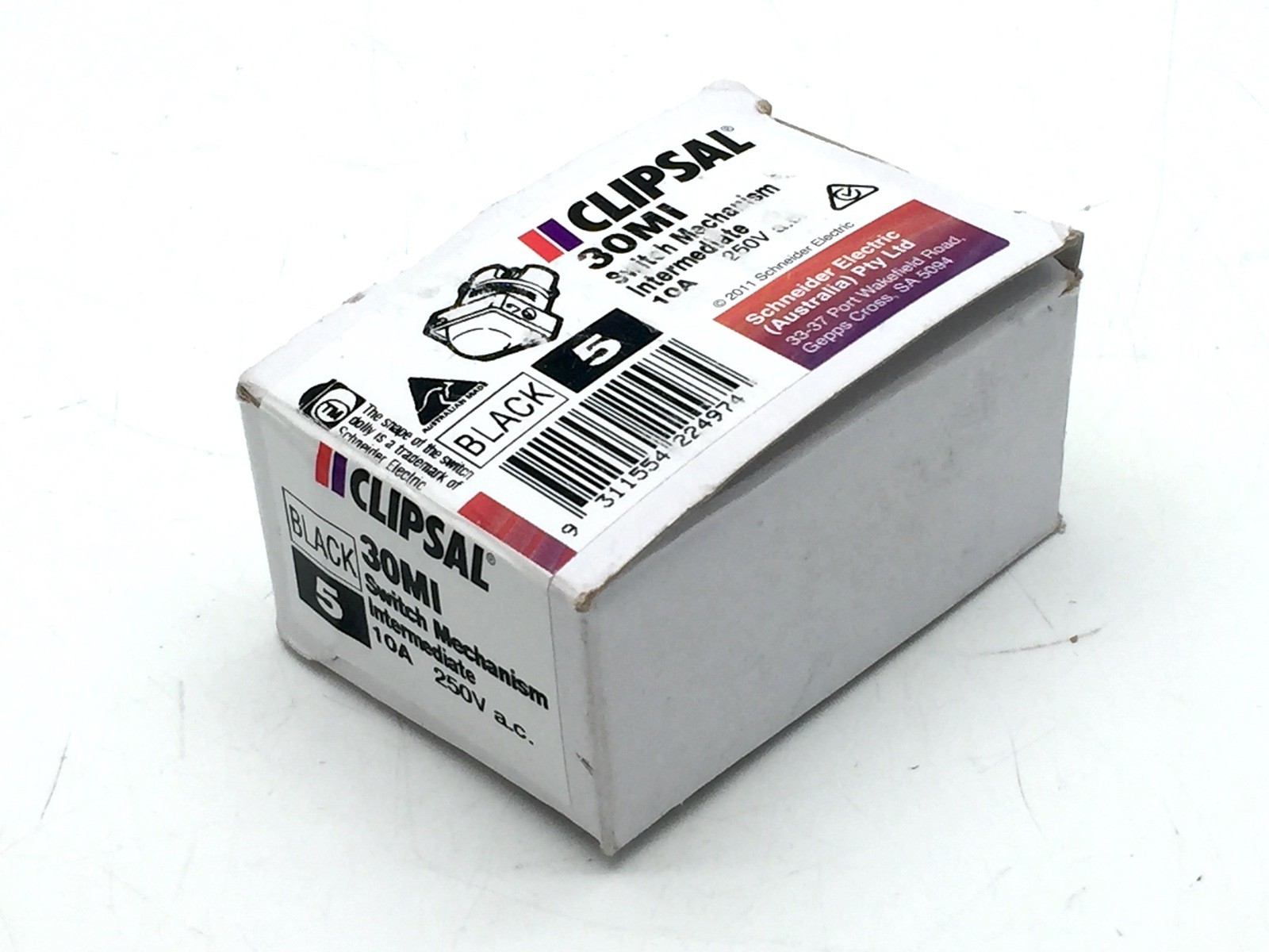 Clipsal 30MI Switch Mechanism Intermediate 10A 250V Black on White Dolly