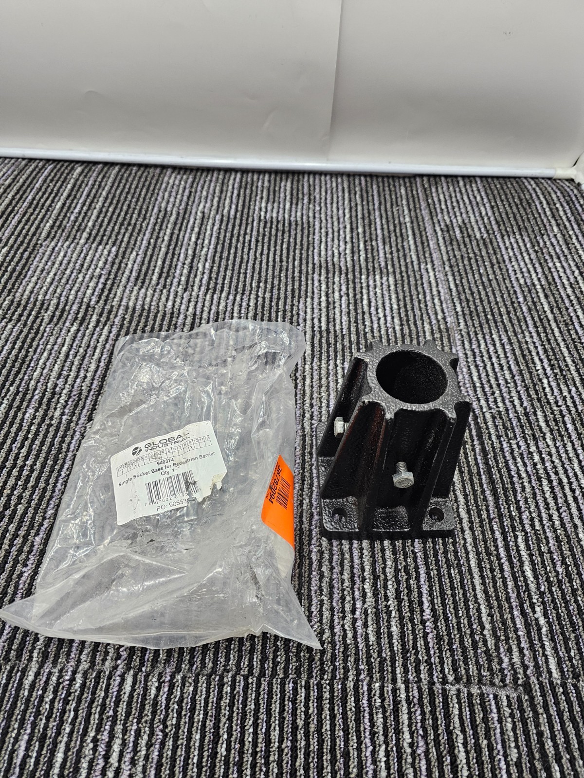 Global Industrial 940374 Single Socket Base for Pedestrian Barrier Black