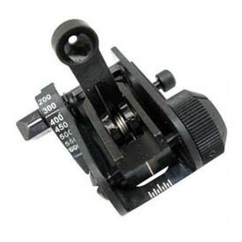 Mil-Spec / Military Grade Black Iron Rear Back-Up Flip Up Sight BUIS 200-600M