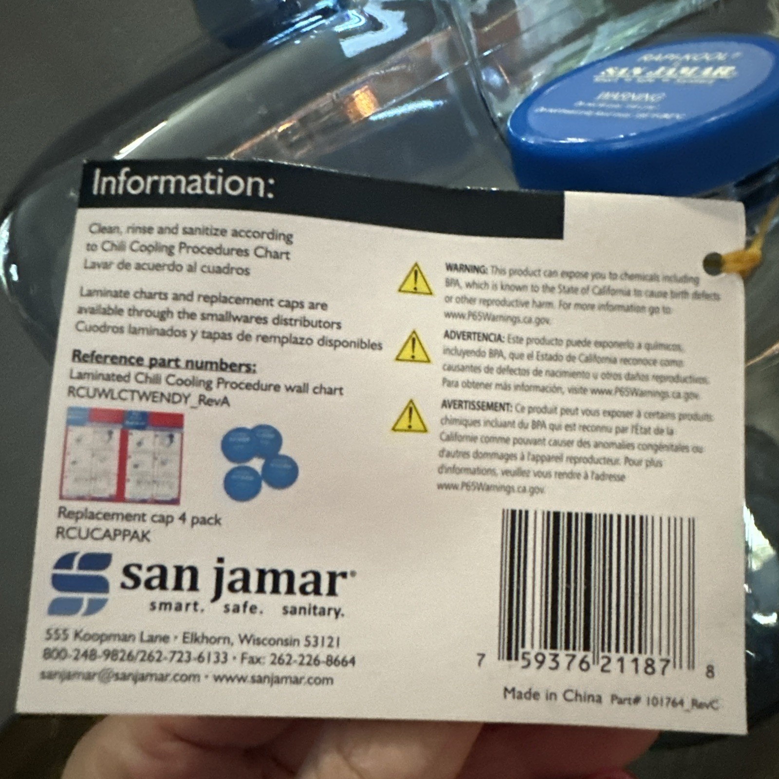 RAPI-KOOL 256OZ for San Jamar RCU256-CW