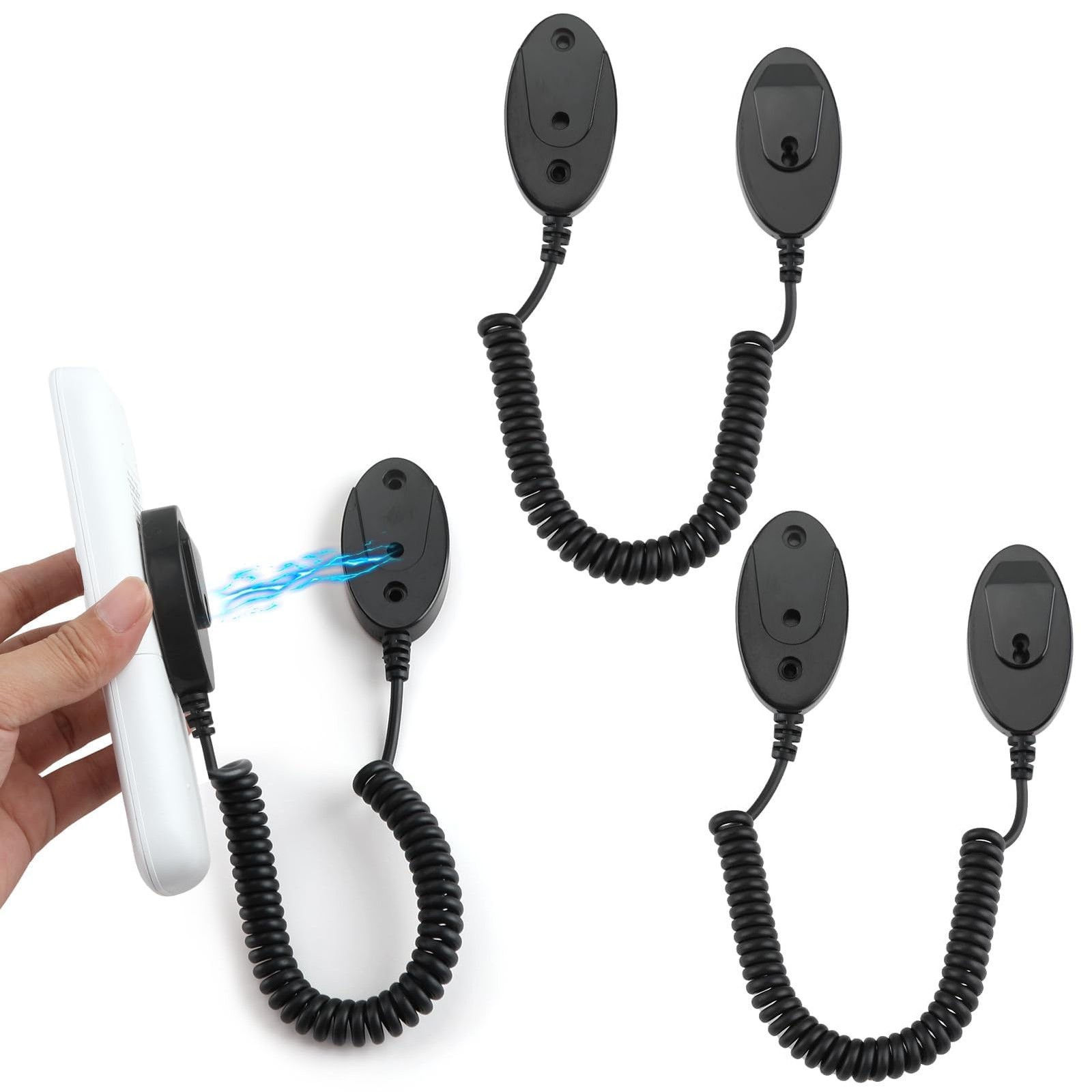 Magnetic Remote Leash Control Holder with Security Cable, S, 2Pcs Black