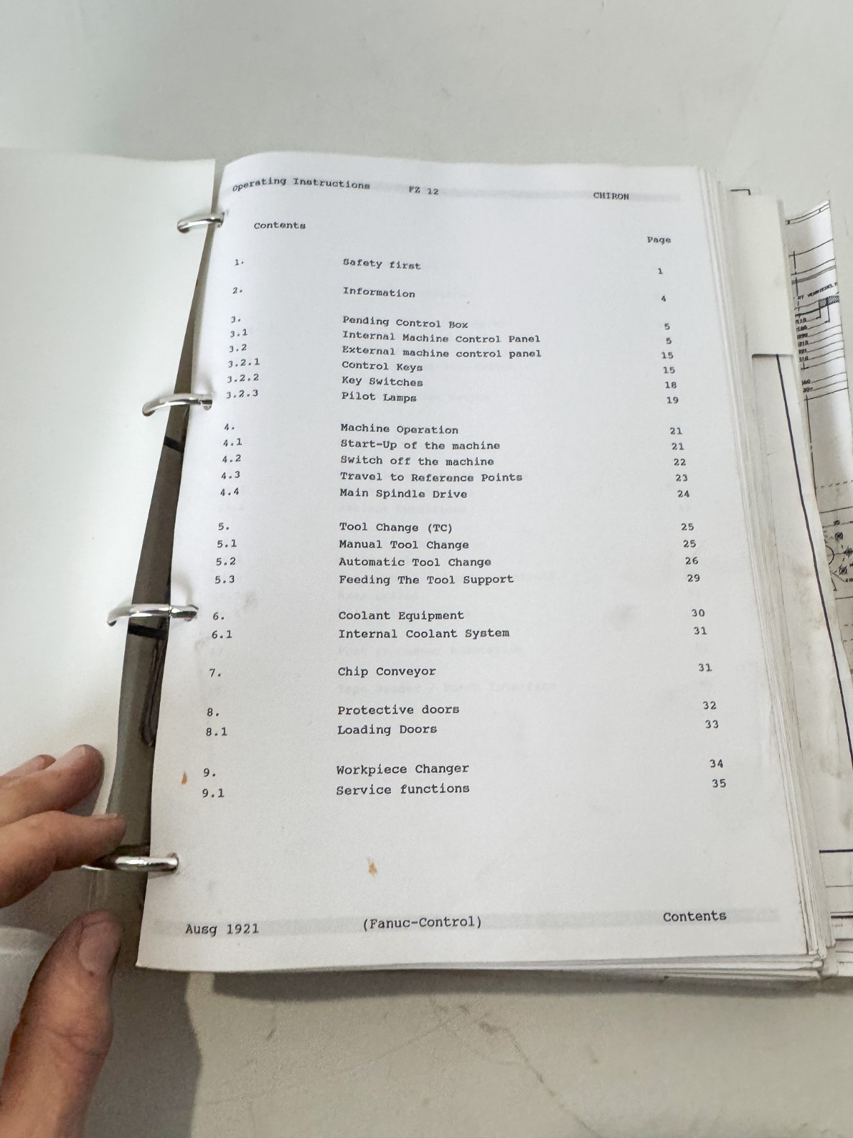 CHIRON FZ12-WM NO. 485-23 INSTRUCTION MANUAL CNC (EL25)