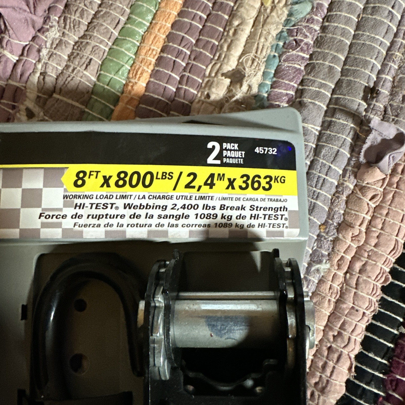 (QTY 2) KEEPER 45732 Tie Down Strap 1.25″ W X 8 ft. L Black 800 lb Black