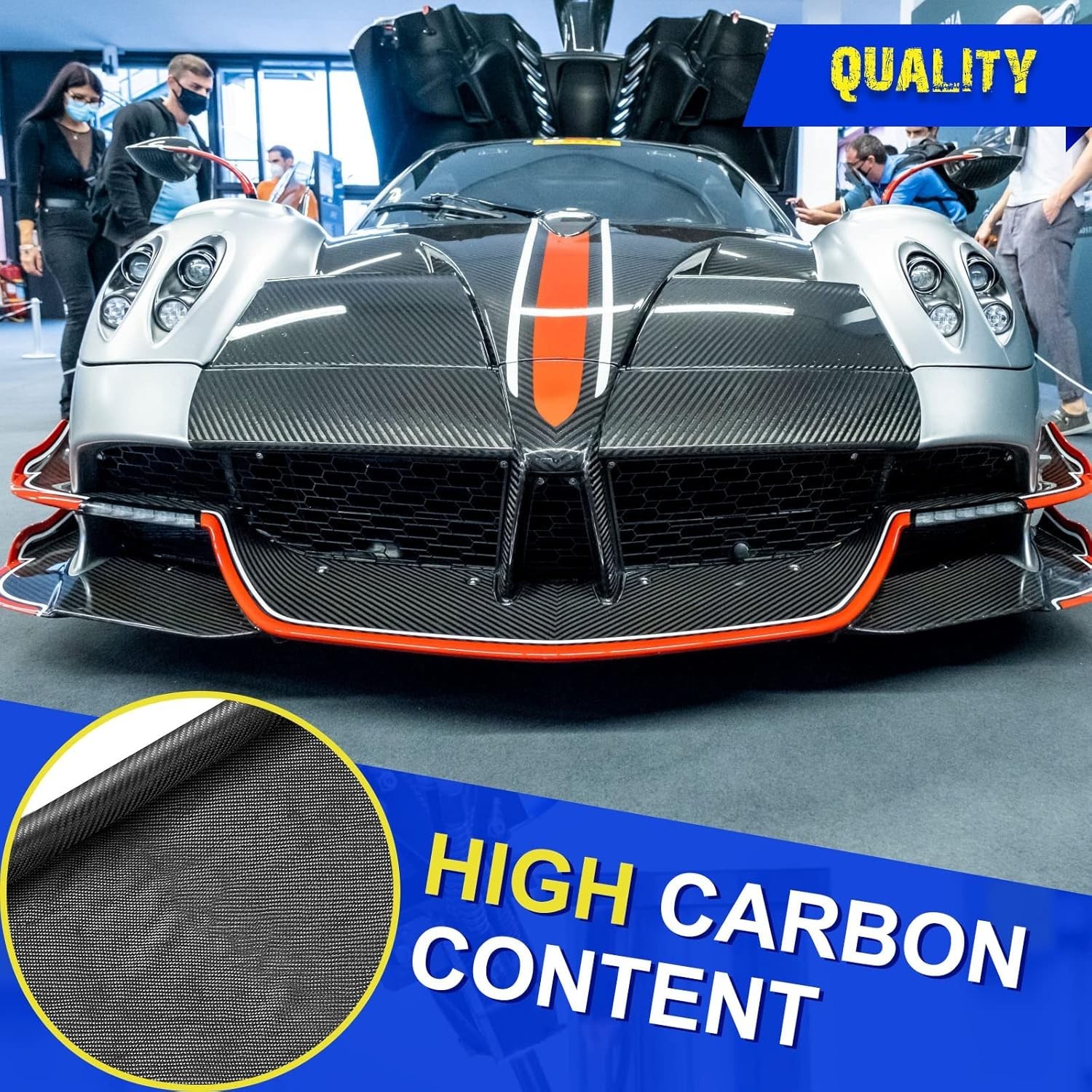 50 x 39.4” Carbon Fiber Fabric Black Sheet Pure Carbon Fiber Cloth 2 x 2 Twi…
