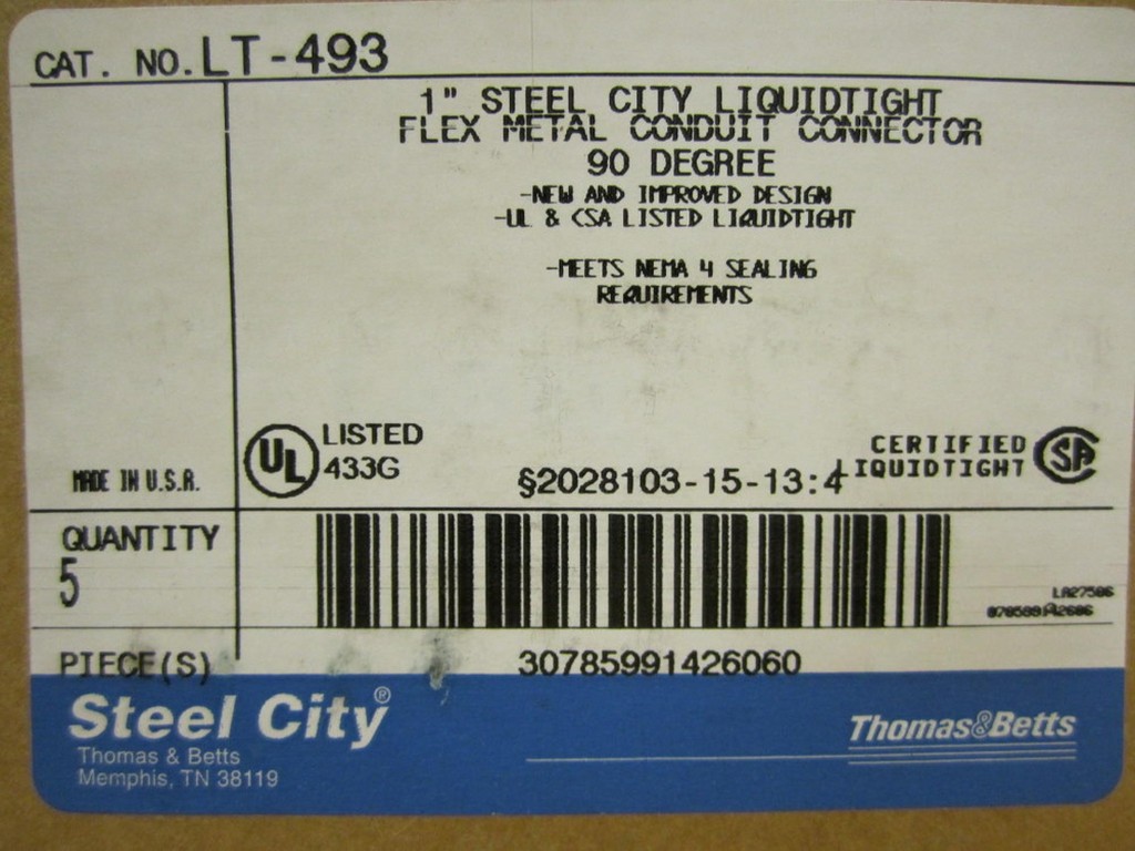 Thomas And Betts LT-493 Conduit Connector (Pack of 5)
