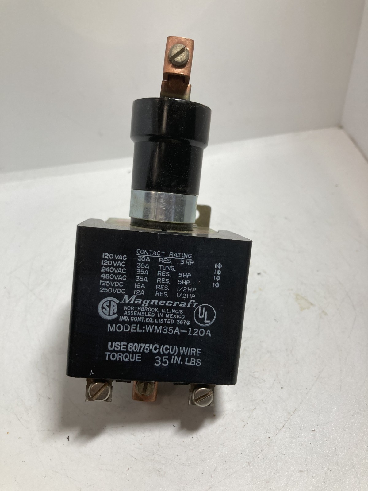 MAGNACRAFT WM35A-120A RELAY 120VAC TORQUE 35 IN. LBS NNB