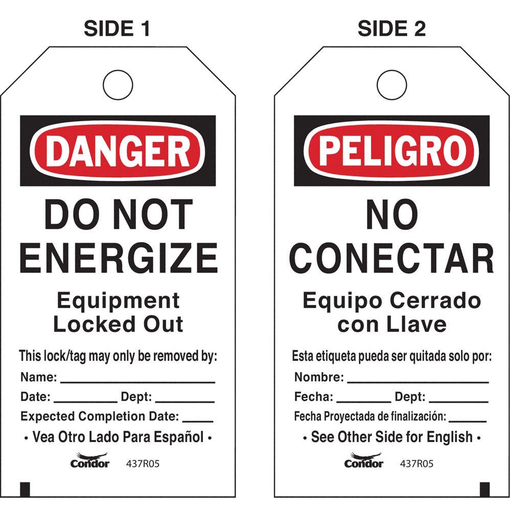 CONDOR CNDR-51511-2 Lockout Tag,Rectangle,5-3/4″ H,3″ W,PK25 437R05