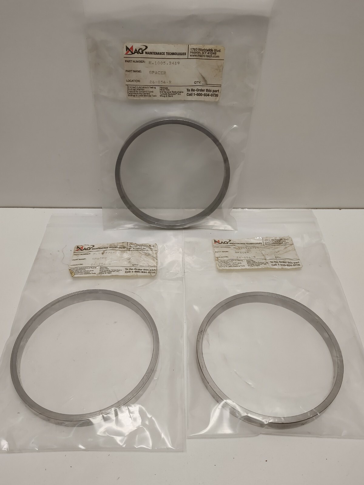 LOT OF 3 NEW OLD STOCK! MAG 110MM ID X 120MM OD X 11MM SPACERS M.1005.3419