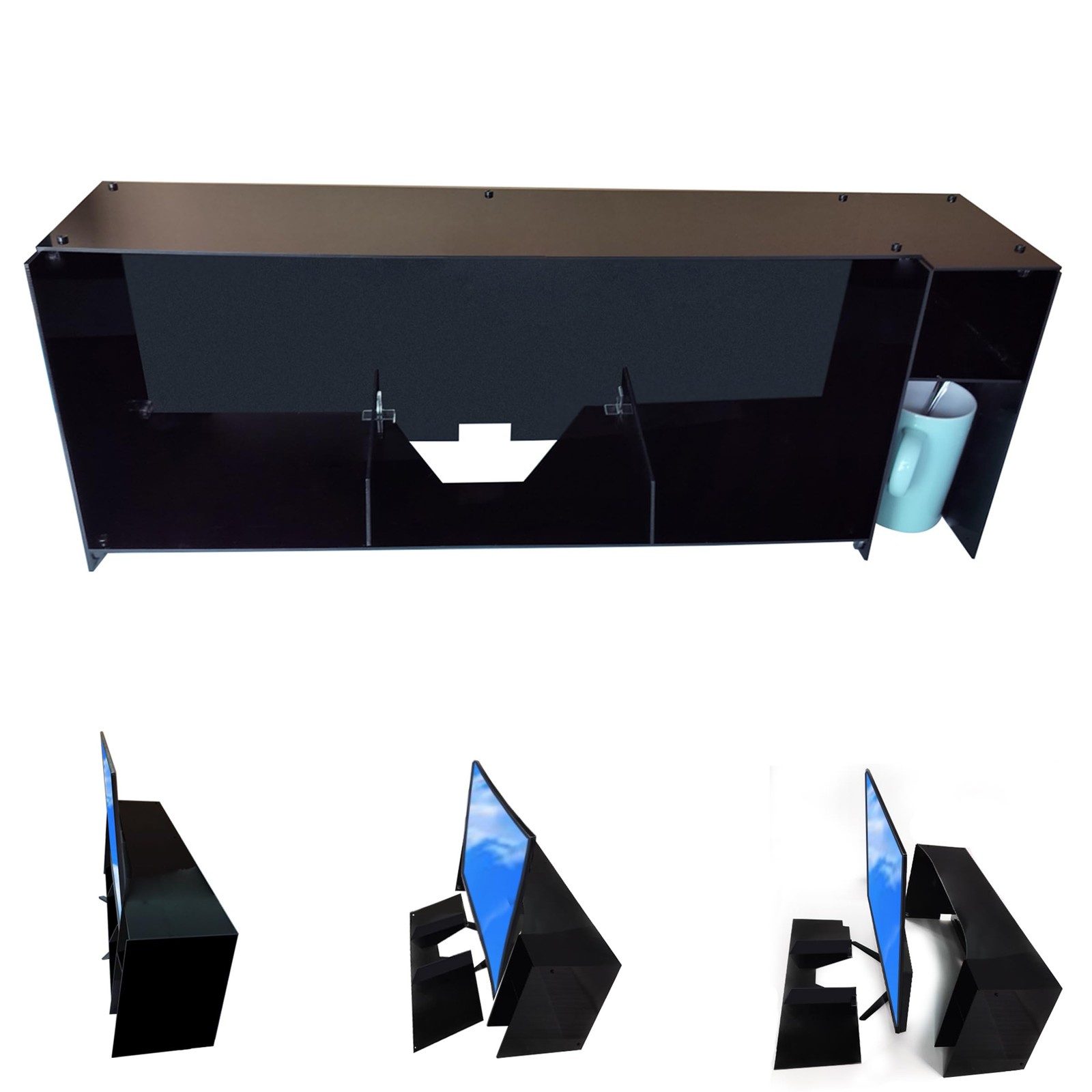 DPYSG_TO Desktop organizer shelf over monitor-Desktop 11 inches high, Black