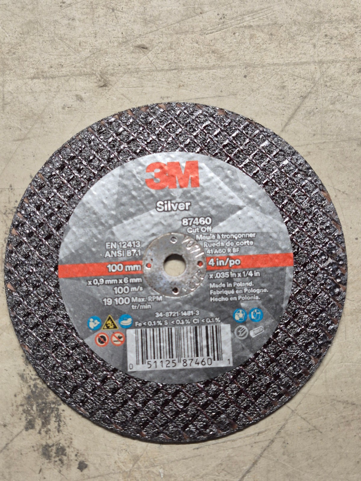 25 PK – 3M Silver Cut-Off Wheel 87460 T1 4 in x .035 in x 1/4 in GRIT 60